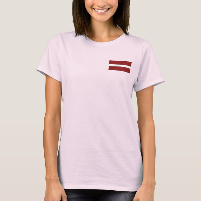 Drapeau et carte Lettonie T-shirt (Devant)