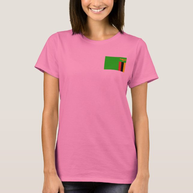 Drapeau et carte Zambie T-shirt (Devant)