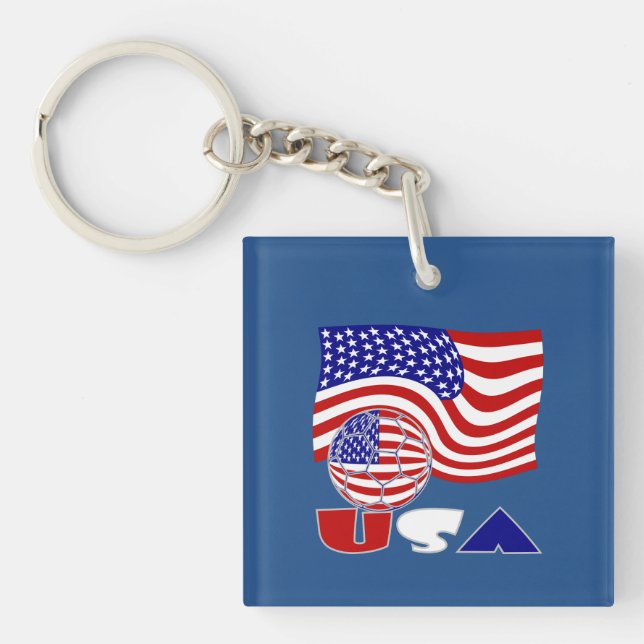 Drapeau États-Unis Soccer Ball Arrière - plan bleu (Devant)