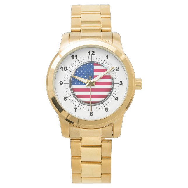 Drapeau féminin USA Surdimensionné Montre Bracelet (devant)