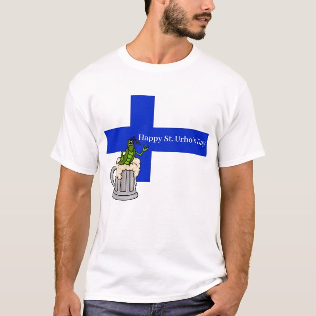 Drapeau finlandais avec sauterelle en T-shirt Beer (Devant)