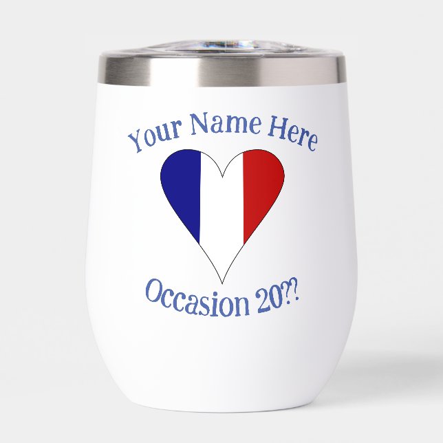 Drapeau Français Coeur bleu Personnalisé (Avant)