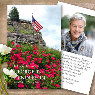 Drapeau funéraire & Fleurs Cartes de Sympathie de 