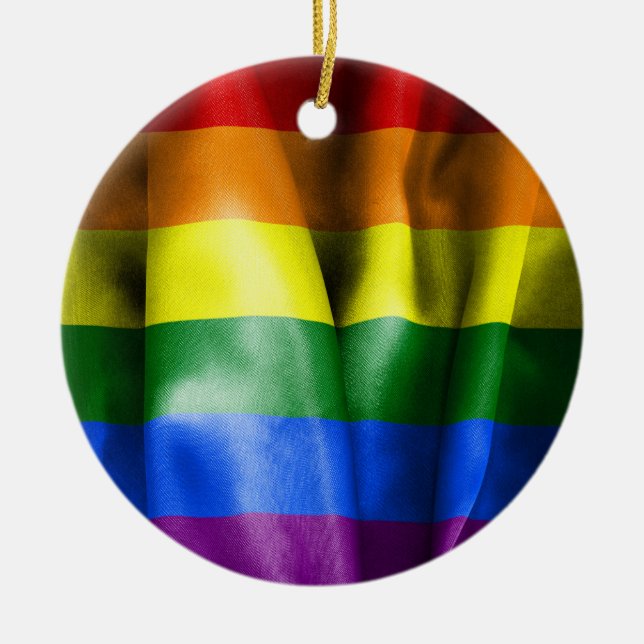 Drapeau gay pride en céramique ronde ornement de N (Devant)