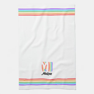 Drapeau gay pride Monogramme Serviette de cuisine