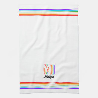 Drapeau gay pride Monogramme Serviette de cuisine