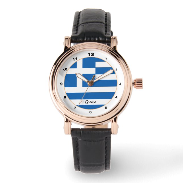 Drapeau grec & Grèce tendance mode / design montre (Recto)