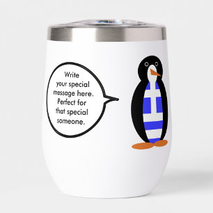 Drapeau grec Ms Penguin personnalisé parlant