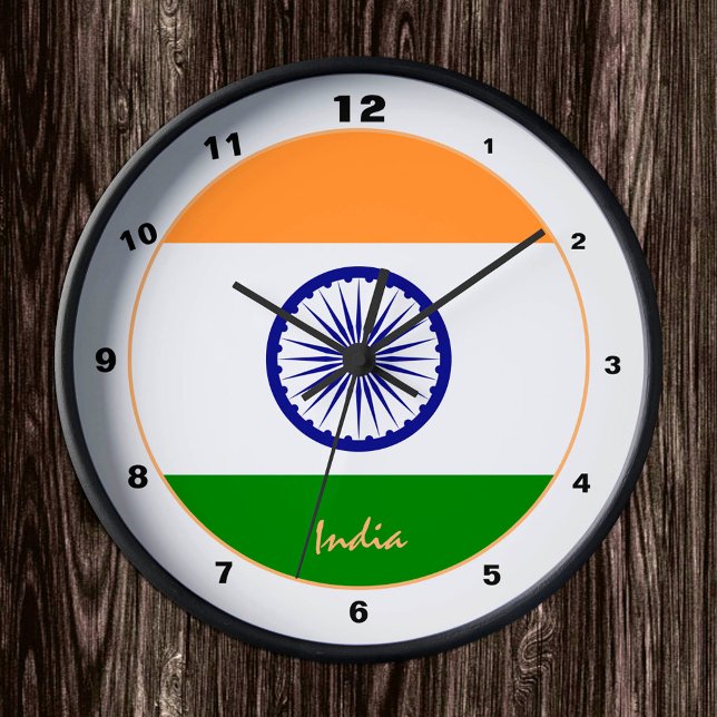 Drapeau indien, Inde tendance Accueil / horloge de (Créateur téléchargé)