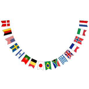 Drapeau international de grenaille sur une corde