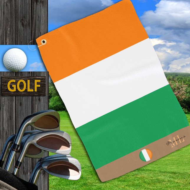 Drapeau irlandais & serviette de golf monogrammed  (Créateur téléchargé)
