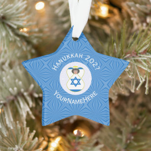 Drapeau israélien d'ange de Hanukkah personnalisé 