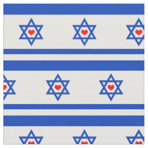 Drapeau israélien et coeur juif / Tissu de mode b