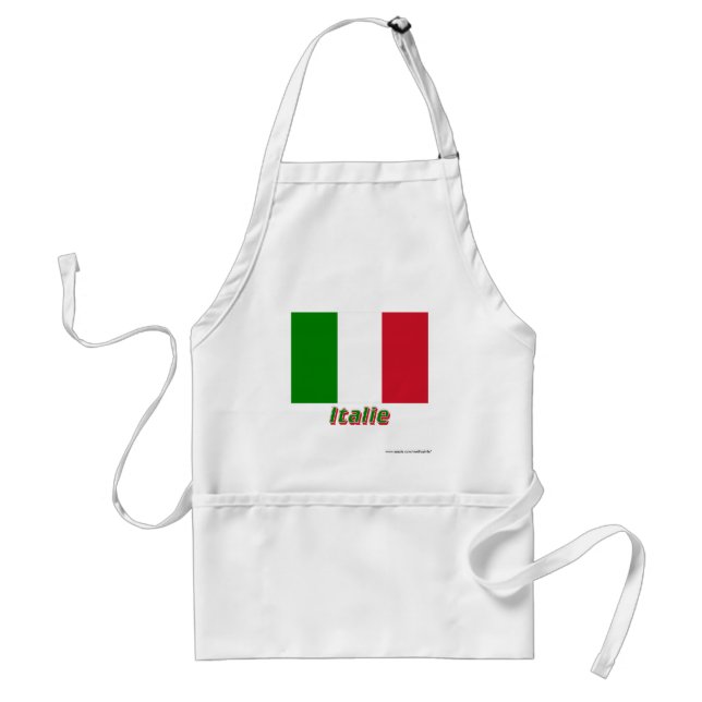 Drapeau Italie Avec le Nom en français Schürze (Vorne)