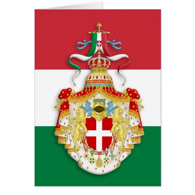Drapeau italien avec insigne du Royaume d'Italie (Devant)