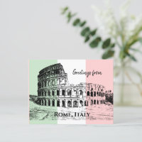 Drapeau italien Couleurs Colisée Design Carte post
