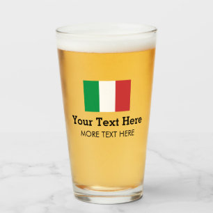 Drapeau italien en verre de bière cadeau avec text
