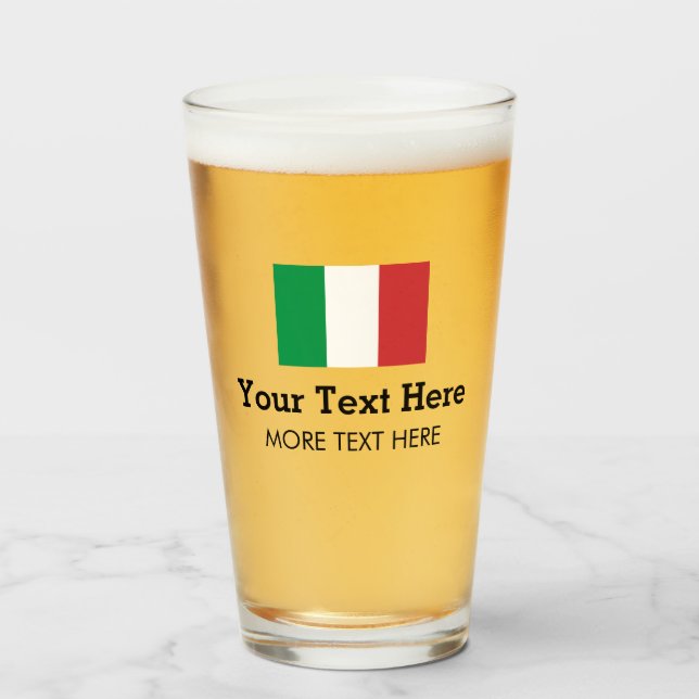 Drapeau italien en verre de bière cadeau avec text (Devant (rempli))