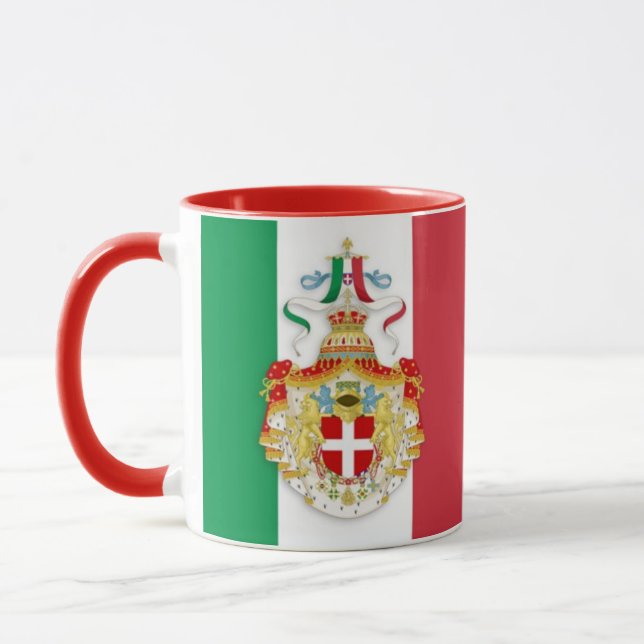 Drapeau italien tasse avec insigne du royaume (Gauche)