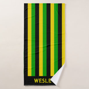 Drapeau jamaïcain couleur noir jaune vert rayé