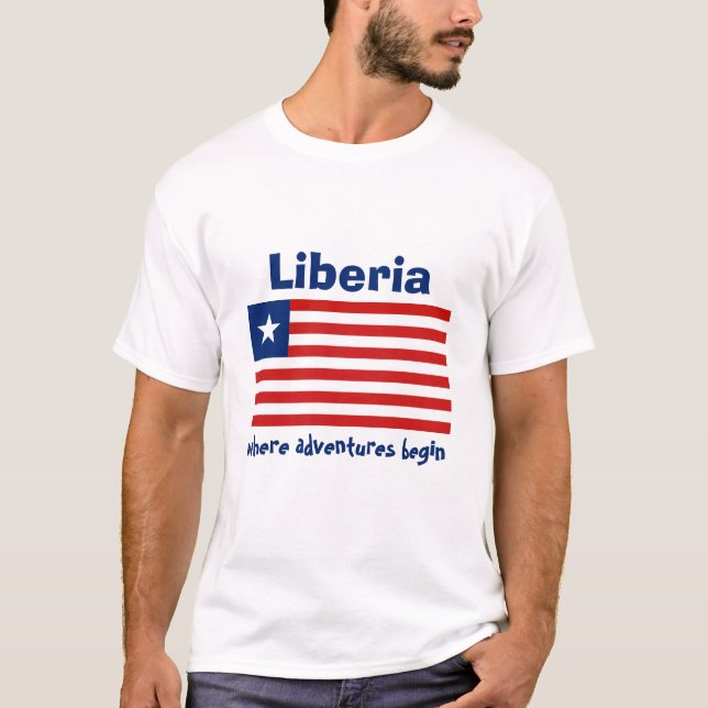 Drapeau libérien + Carte + Texte T-shirt (Devant)