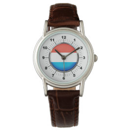 Drapeau Luxembourg féminin Montre en Cuir Brown