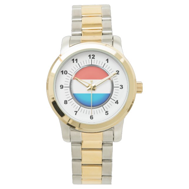 Drapeau Luxembourg Homme surdimensionné Montre Deu (devant)