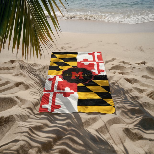 Drapeau Maryland Monogramme Serviette de plage per (Créateur téléchargé)