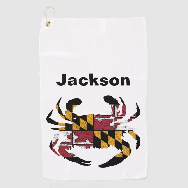 Drapeau Maryland personnalisé Crabe bleu serviette (Devant)