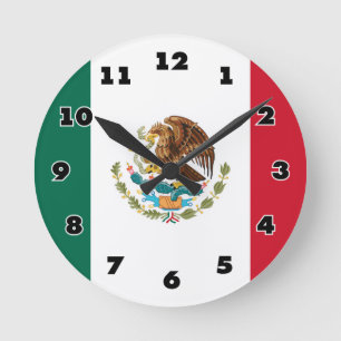 Drapeau mexicain coutume horloge murale ronde