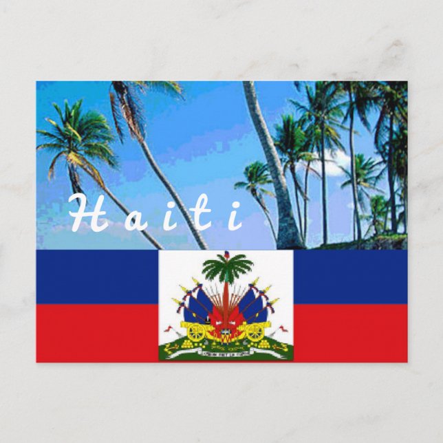 Drapeau national d'Haïti avec carte postale de pal (Devant)
