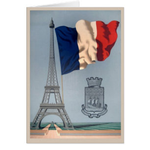 Drapeau national vintage et Tour Eiffel