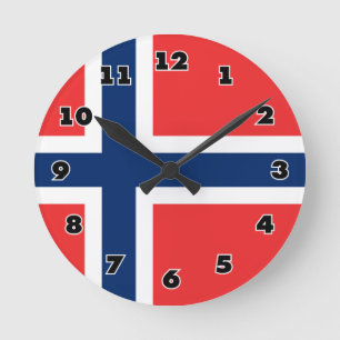 Drapeau norvégien coutume horloge murale ronde