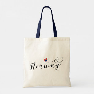 Drapeau norvégien en coeur, Norvège Grand Sac four