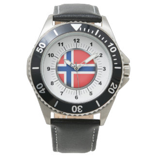 Drapeau norvégien pour hommes Montre en cuir en ac