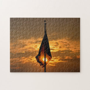 Drapeau, Nuages, Puzzle Coucher de soleil - 11x14 