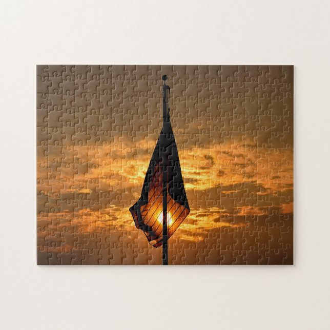 Drapeau, Nuages, Puzzle Coucher de soleil - 11x14  (Horizontal)