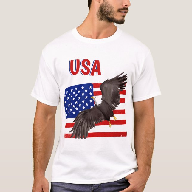 Drapeau patriotique et T-shirt d'aigle (Devant)