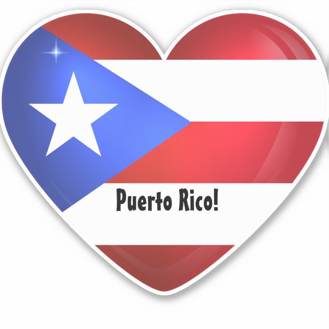 Drapeau Porto Rico Coeur autocollant (Devant)