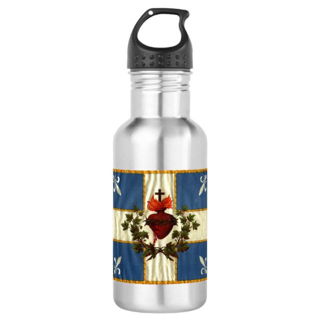 Drapeau Québec Antique Carillon Sacré-Coeur Edelstahlflasche (Vorderseite)