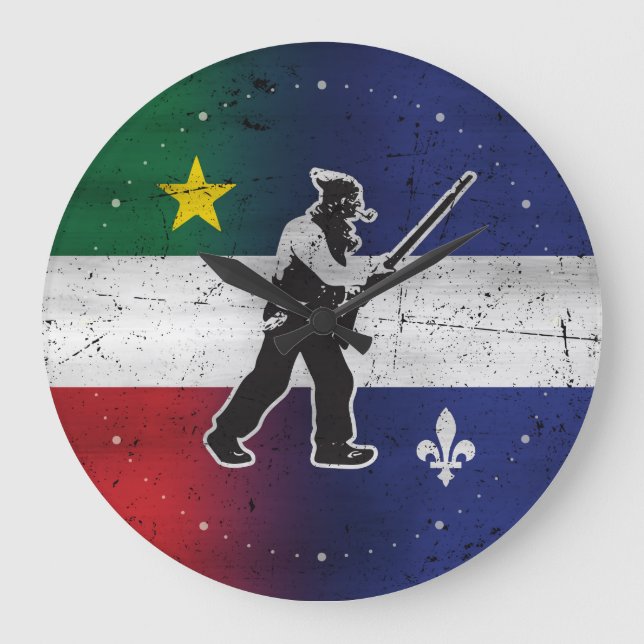 Drapeau Québec und Patriote Henri Julien érodé Große Wanduhr (Vorderseite)