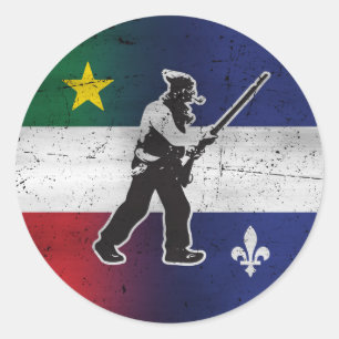 Drapeau Québec und Patriote Henri Julien érodé Runder Aufkleber