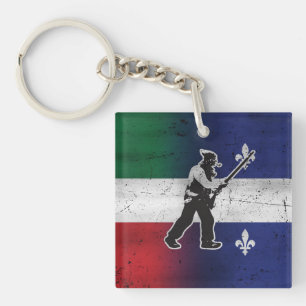 Drapeau Québec und Patriote Henri Julien érodé Schlüsselanhänger