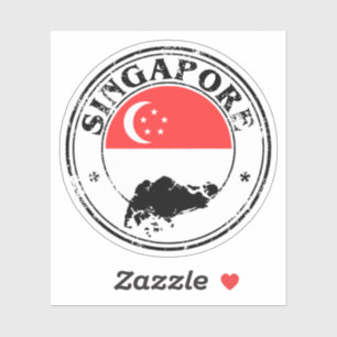 Drapeau Rond Sticker De Singapour Pour Ordinateur 