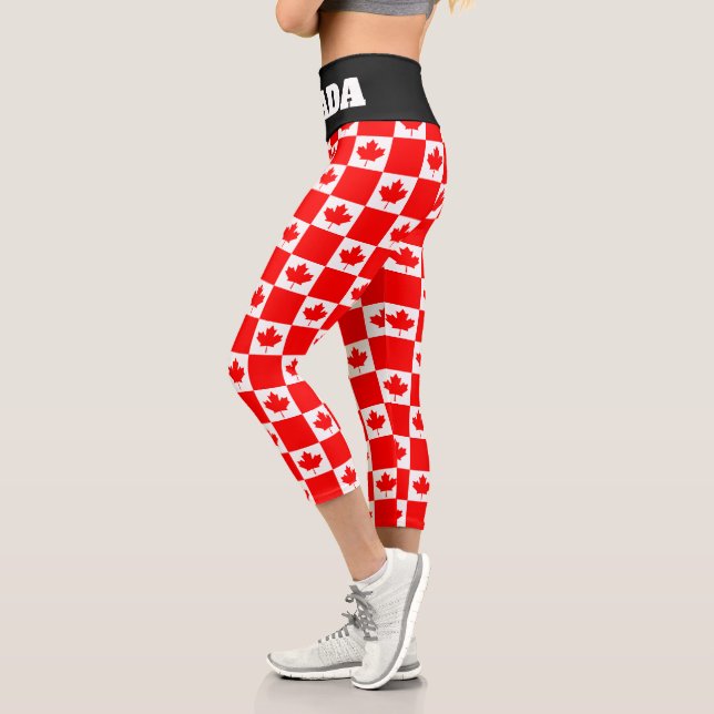Drapeau rouge canadien motif leggings pour la fête (Gauche)