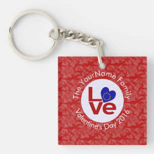 Drapeau rouge LOVE cœur personnalisé de l'Union eu