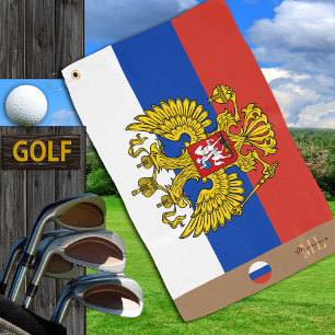 Drapeau russe & serviette de golf monogrammed Russ