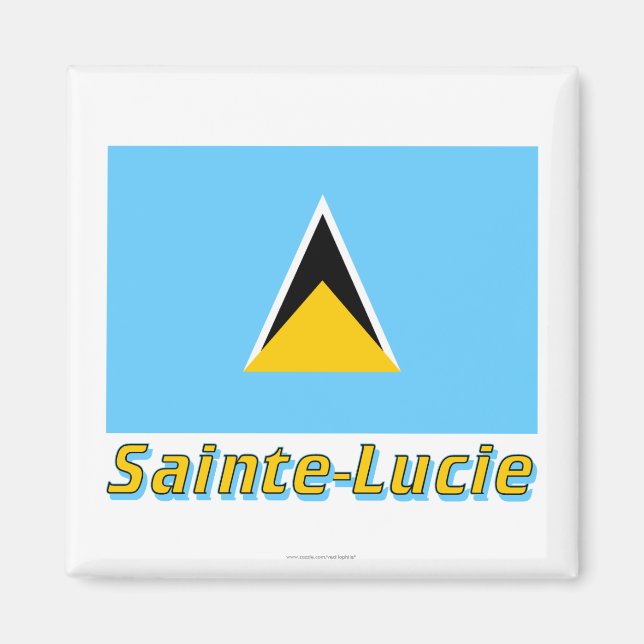 Drapeau Sainte-Lucie avec le nom en français Magnet (Vorne)