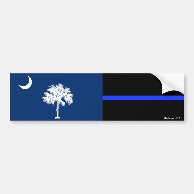 Drapeau SC & Sticker à ligne bleue mince de police (Devant)