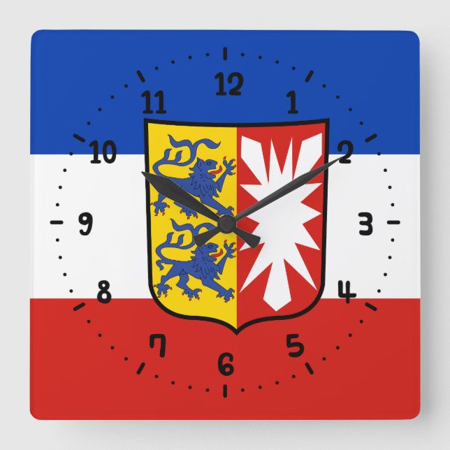 Drapeau Schleswig-Holstein Carré Horloge murale (Recto)